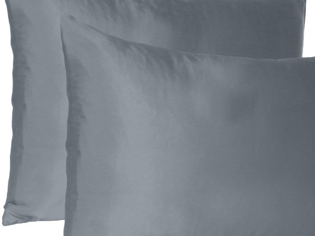 Dark Gray Dreamy Set Of 2 Silky Satin King Pillowcases