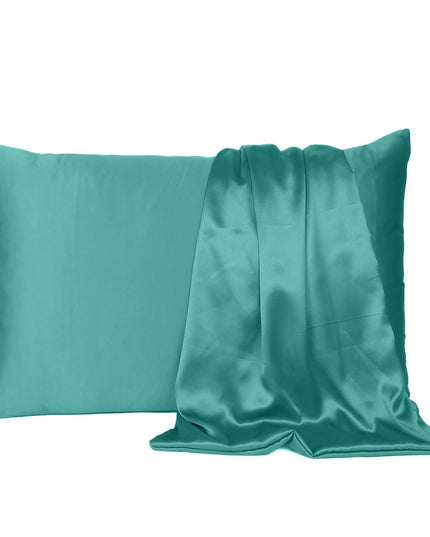 Teal Dreamy Set Of 2 Silky Satin King Pillowcases