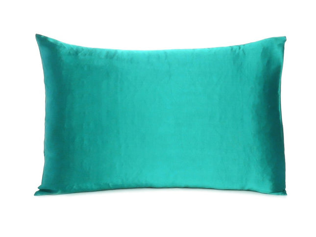 Teal Dreamy Set Of 2 Silky Satin King Pillowcases