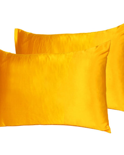Goldenrod Dreamy Set Of 2 Silky Satin King Pillowcases