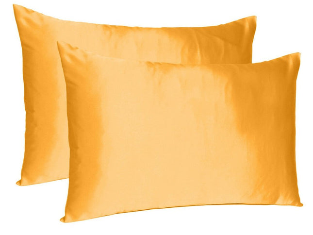 Apricot Dreamy Set Of 2 Silky Satin Standard Pillowcases