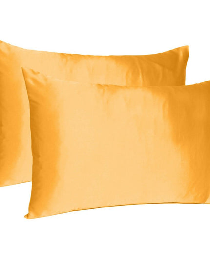 Apricot Dreamy Set Of 2 Silky Satin Standard Pillowcases