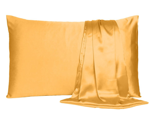 Apricot Dreamy Set Of 2 Silky Satin Standard Pillowcases