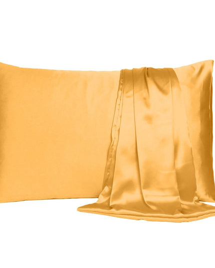 Apricot Dreamy Set Of 2 Silky Satin Standard Pillowcases