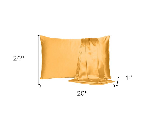 Apricot Dreamy Set Of 2 Silky Satin Standard Pillowcases