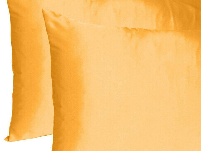 Apricot Dreamy Set Of 2 Silky Satin Standard Pillowcases