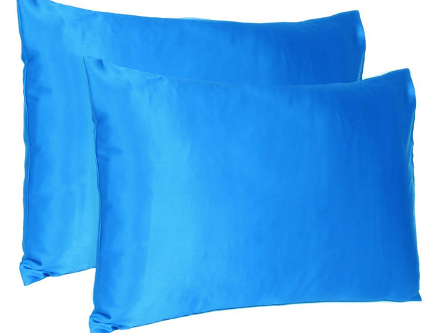 Blue Dreamy Set Of 2 Silky Satin Standard Pillowcases