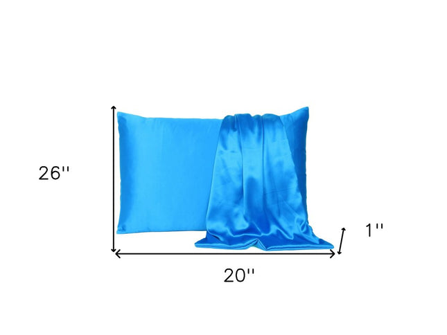 Blue Dreamy Set Of 2 Silky Satin Standard Pillowcases