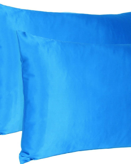 Blue Dreamy Set Of 2 Silky Satin Standard Pillowcases