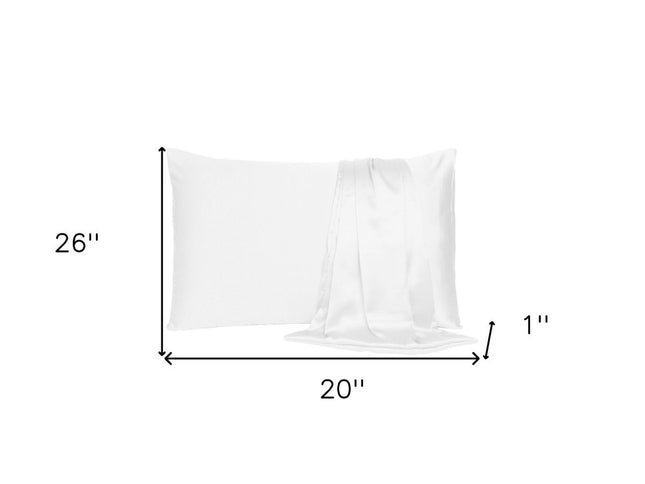 Set Of Two White Silky Satin Standard Pillowcases