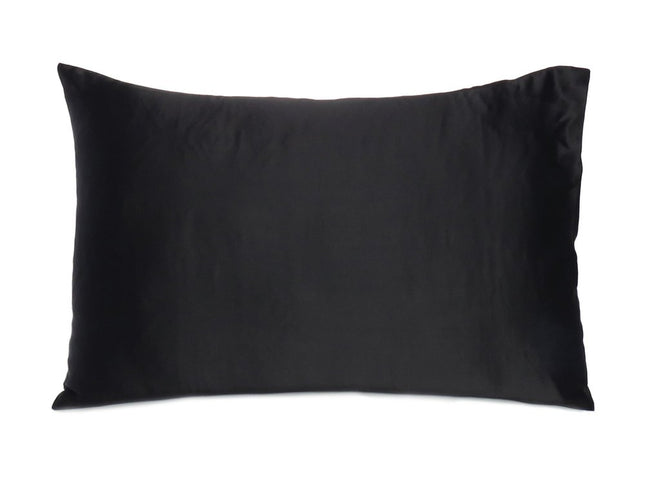 Black Dreamy Set Of 2 Silky Satin Standard Pillowcases