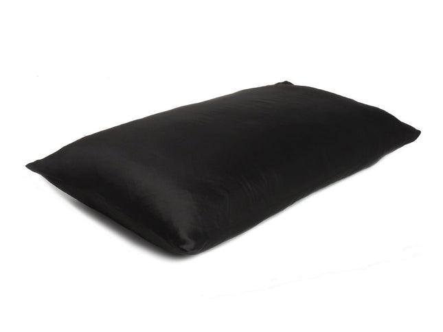 Black Dreamy Set Of 2 Silky Satin Standard Pillowcases
