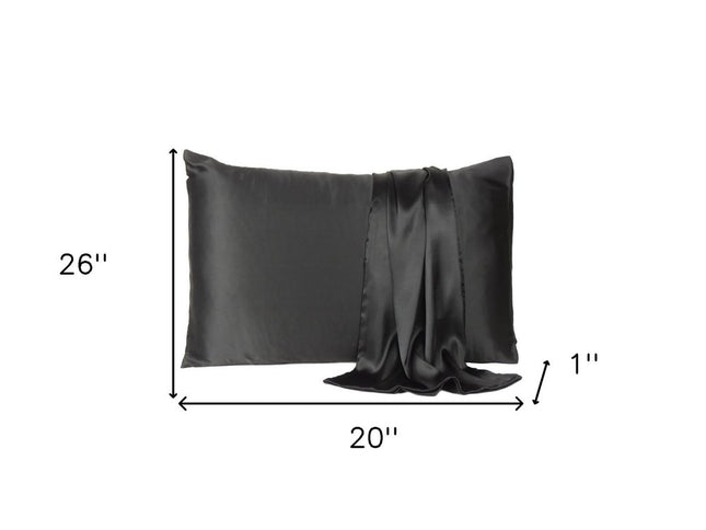 Black Dreamy Set Of 2 Silky Satin Standard Pillowcases