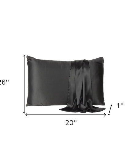 Black Dreamy Set Of 2 Silky Satin Standard Pillowcases