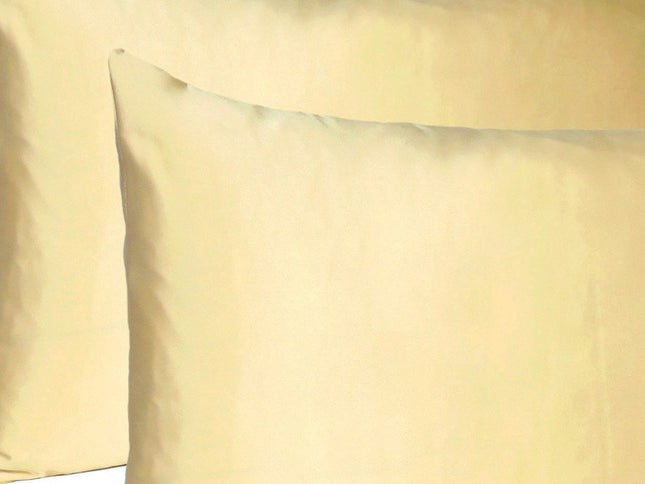 Pale Yellow Dreamy Set Of 2 Silky Satin Standard Pillowcases