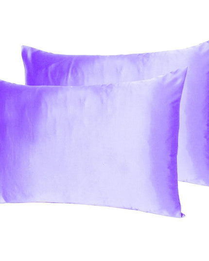 Purple Dreamy Set Of 2 Silky Satin Standard Pillowcases