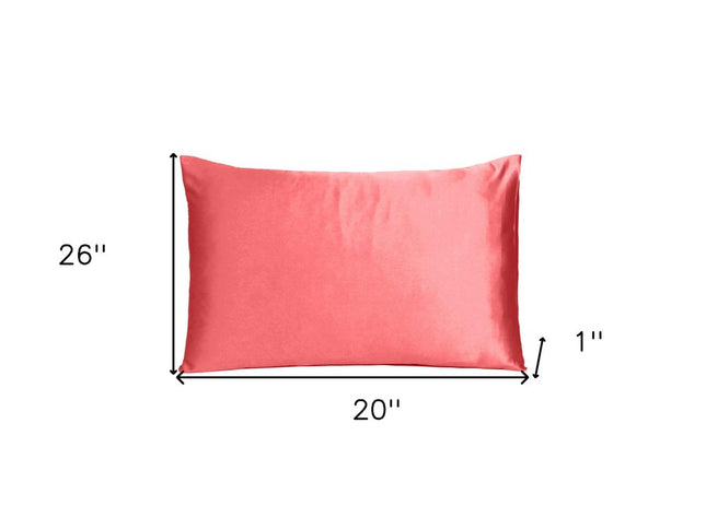 Coral Dreamy Set Of 2 Silky Satin Standard Pillowcases