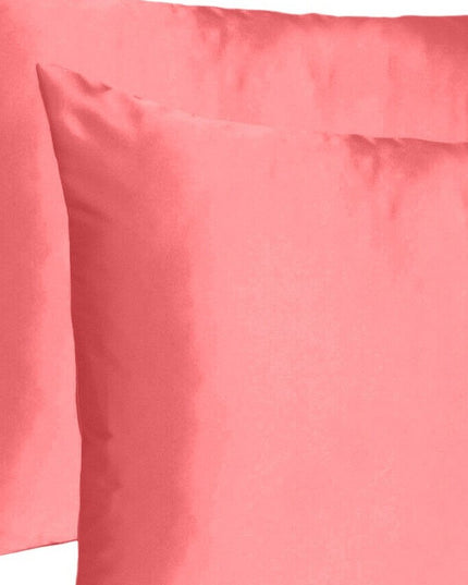 Coral Dreamy Set Of 2 Silky Satin Standard Pillowcases