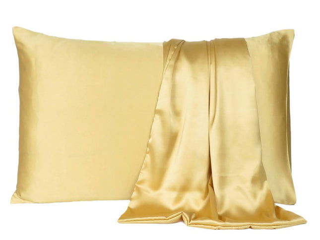 Gold Dreamy Set Of 2 Silky Satin Standard Pillowcases
