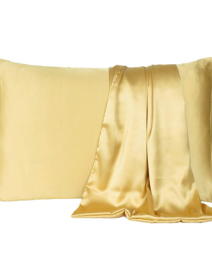 Gold Dreamy Set Of 2 Silky Satin Standard Pillowcases