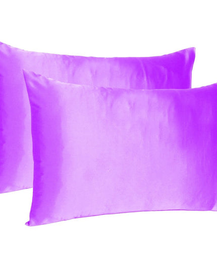 Violet Dreamy Set Of 2 Silky Satin Standard Pillowcases