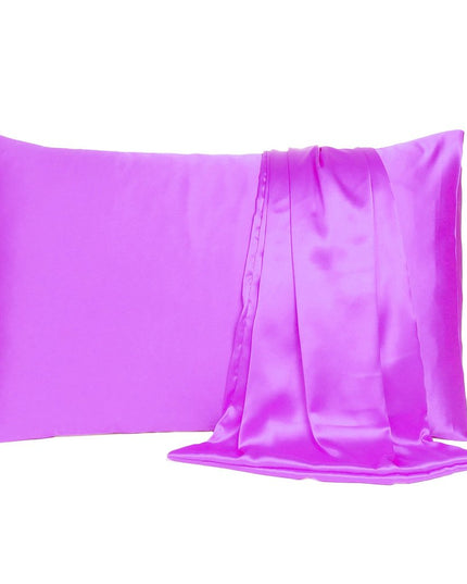 Violet Dreamy Set Of 2 Silky Satin Standard Pillowcases