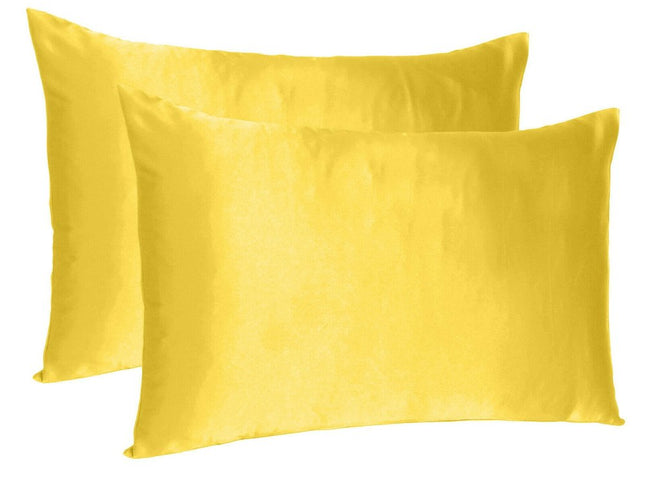 Lemon Dreamy Set Of 2 Silky Satin Standard Pillowcases