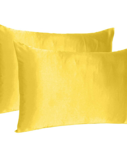Lemon Dreamy Set Of 2 Silky Satin Standard Pillowcases