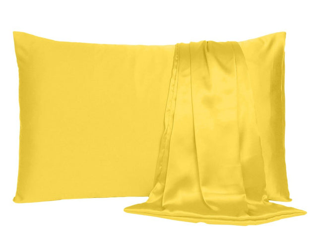 Lemon Dreamy Set Of 2 Silky Satin Standard Pillowcases