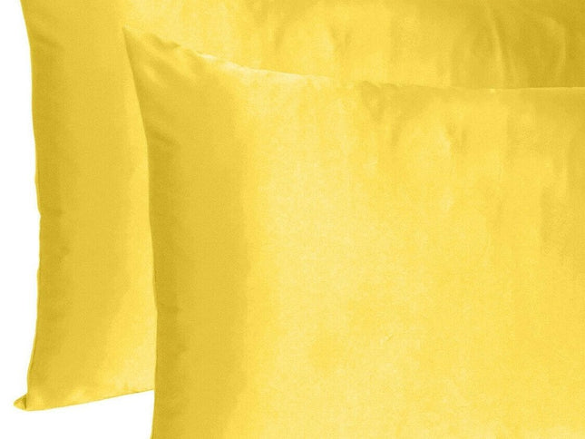 Lemon Dreamy Set Of 2 Silky Satin Standard Pillowcases