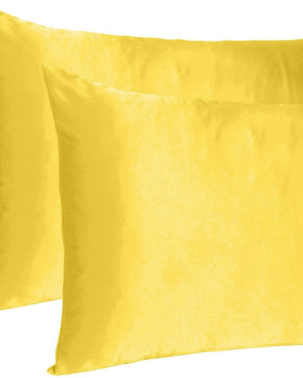 Lemon Dreamy Set Of 2 Silky Satin Standard Pillowcases