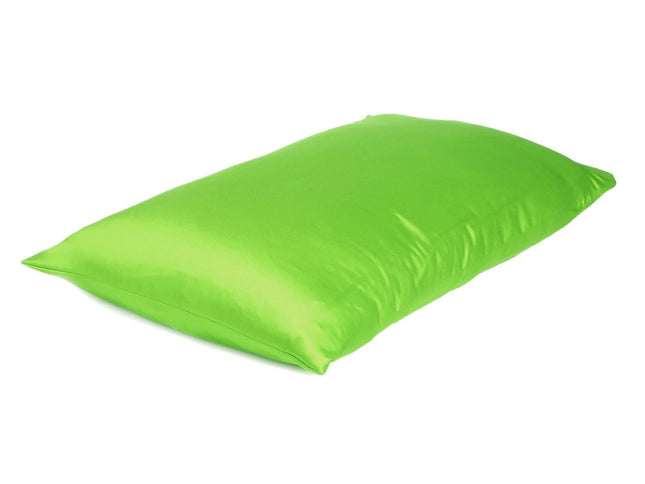 Bright Green Dreamy Set Of 2 Silky Satin Standard Pillowcases