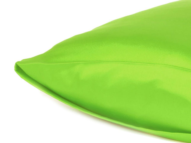 Bright Green Dreamy Set Of 2 Silky Satin Standard Pillowcases