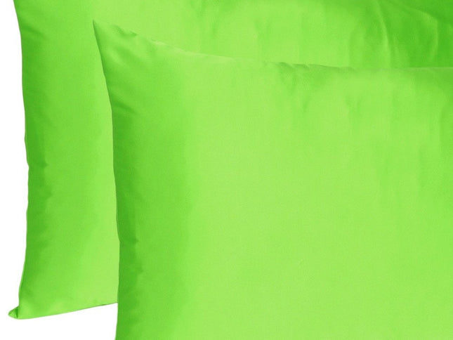 Bright Green Dreamy Set Of 2 Silky Satin Standard Pillowcases