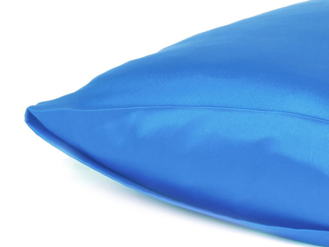 Bright Blue Dreamy Set Of 2 Silky Satin Standard Pillowcases