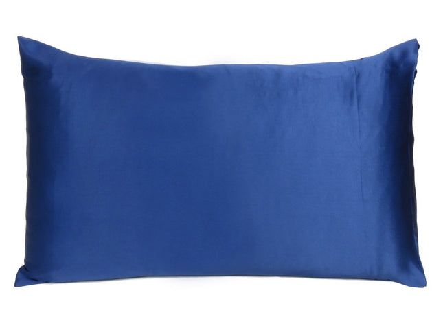 Navy Blue Dreamy Set Of 2 Silky Satin Standard Pillowcases