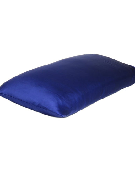Navy Blue Dreamy Set Of 2 Silky Satin Standard Pillowcases
