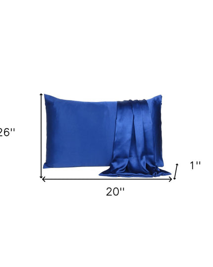 Navy Blue Dreamy Set Of 2 Silky Satin Standard Pillowcases