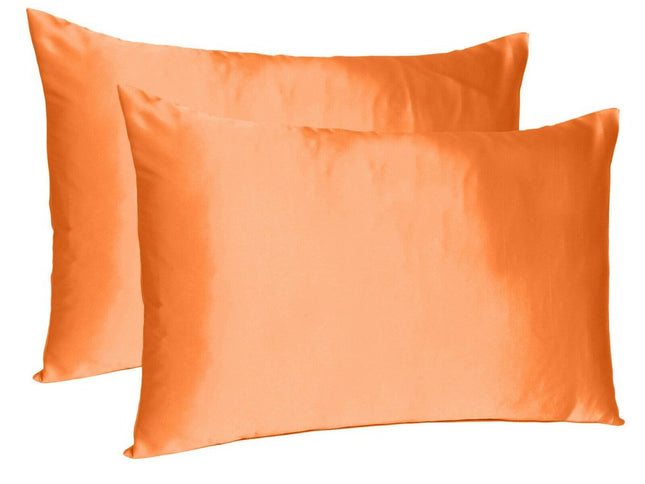 Orange Dreamy Set Of 2 Silky Satin Standard Pillowcases