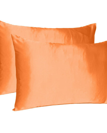 Orange Dreamy Set Of 2 Silky Satin Standard Pillowcases
