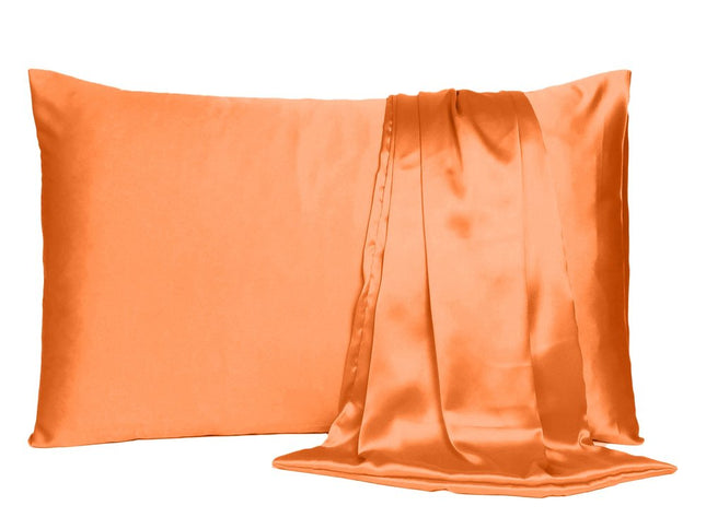 Orange Dreamy Set Of 2 Silky Satin Standard Pillowcases