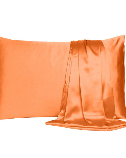 Orange Dreamy Set Of 2 Silky Satin Standard Pillowcases