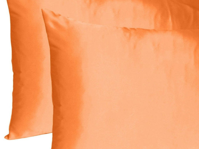 Orange Dreamy Set Of 2 Silky Satin Standard Pillowcases
