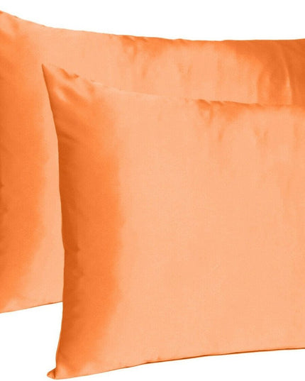 Orange Dreamy Set Of 2 Silky Satin Standard Pillowcases
