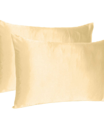 Pale Peach Dreamy Set Of 2 Silky Satin Standard Pillowcases