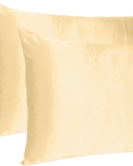 Pale Peach Dreamy Set Of 2 Silky Satin Standard Pillowcases