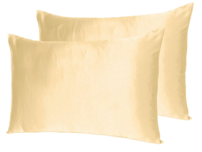 Pale Peach Dreamy Set Of 2 Silky Satin Standard Pillowcases