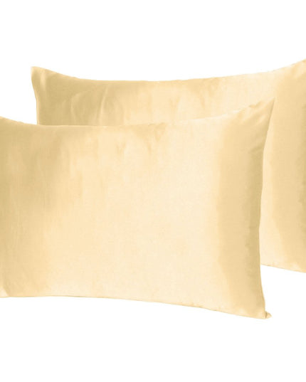 Pale Peach Dreamy Set Of 2 Silky Satin Standard Pillowcases
