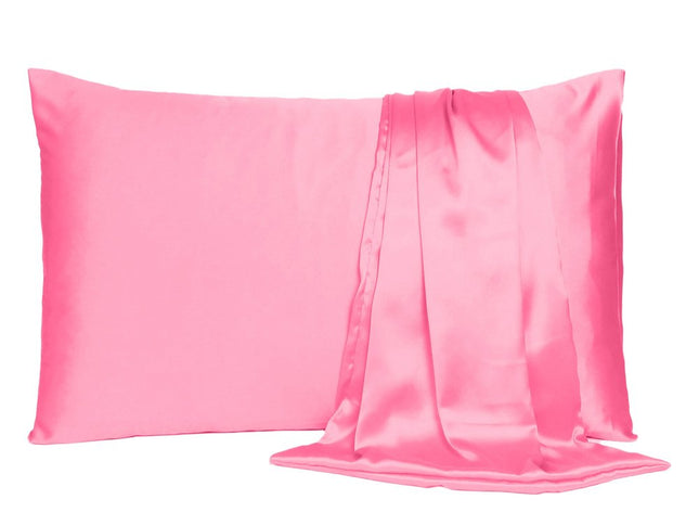 Set Of Two Pink Rose Dreamy Silky Satin Standard Pillowcases