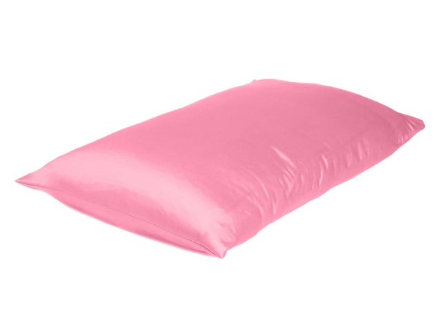 Set Of Two Pink Rose Dreamy Silky Satin Standard Pillowcases